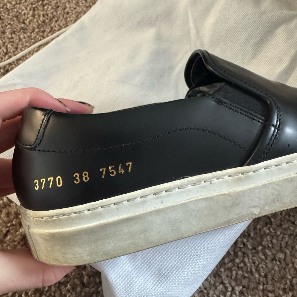 Common Projects Women's Black Leather Slip-Ons size 38